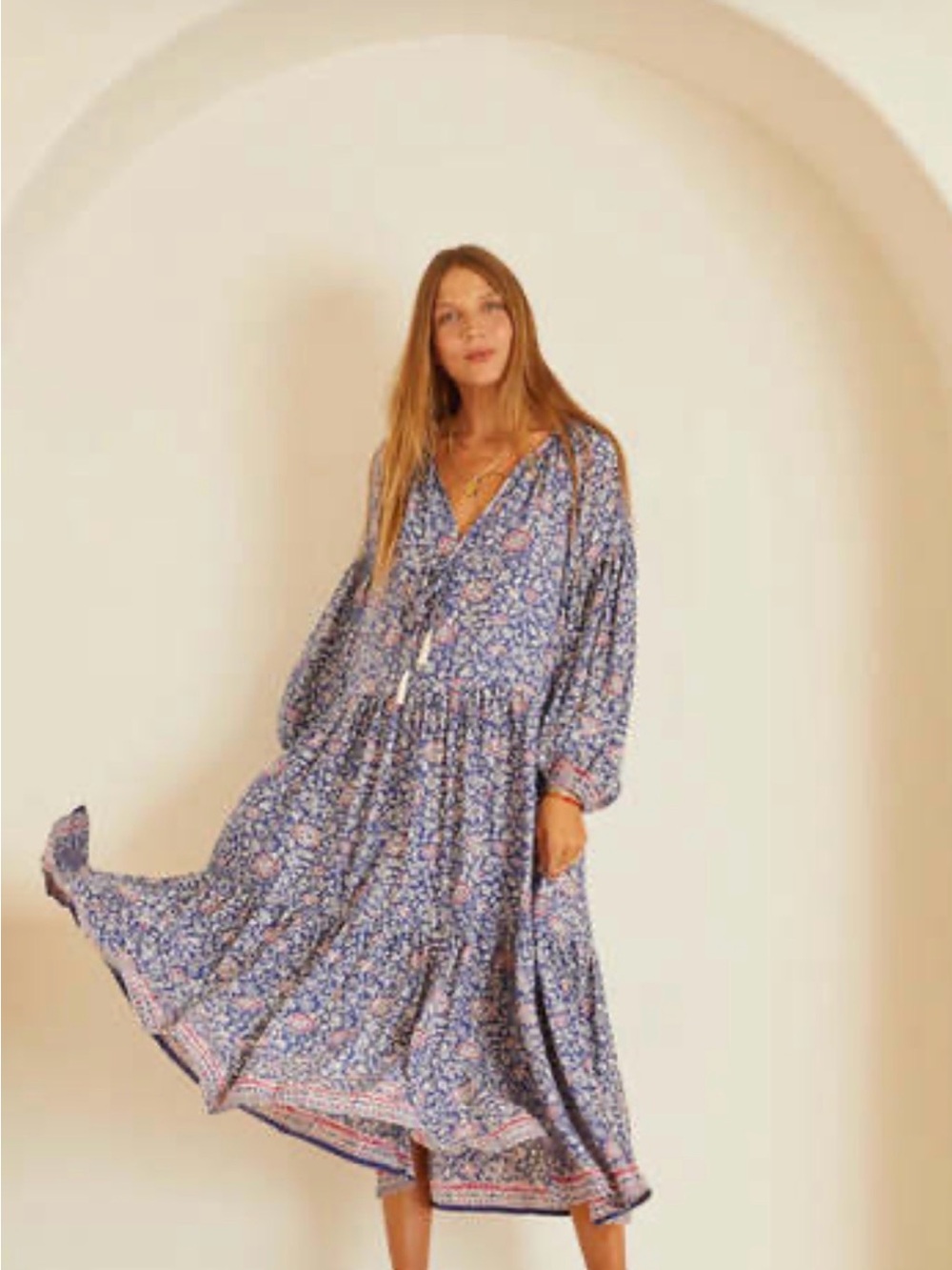 Natalie Martin Briana Blue Floral Maxi Dress